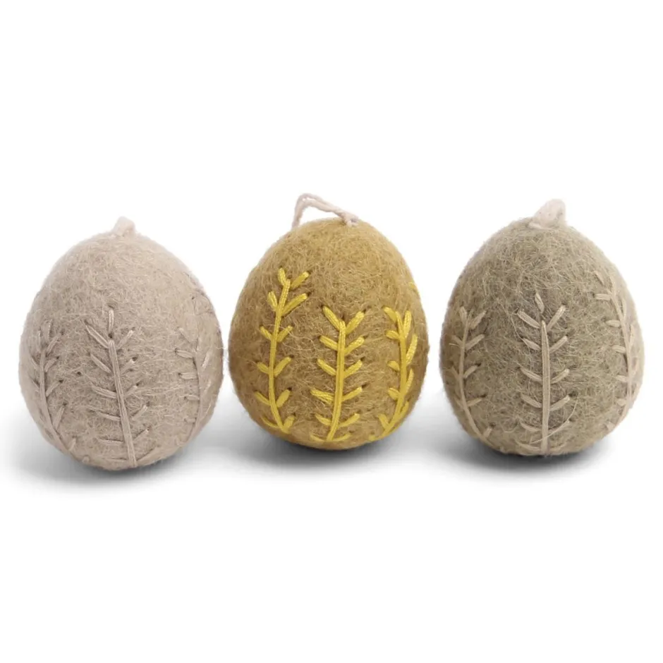 Cottontails Baby Handmade Felt*En Gry & Sif - three handmade felt embroidered eggs