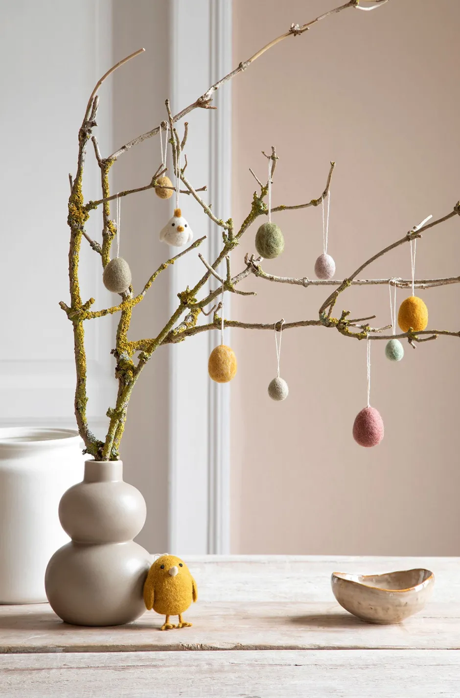 Cottontails Baby Handmade Felt*En Gry & Sif - three handmade felt embroidered eggs