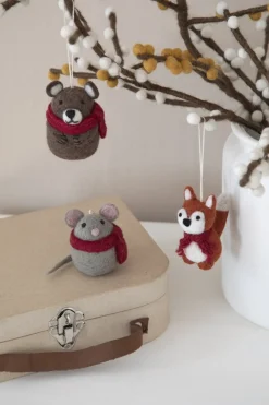 Cottontails Baby Handmade Felt*En Gry & Sif fox with red scarf felt fox