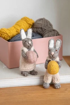 Cottontails Baby Felt Bunnies|Soft Toy Bunnies*En Gry & Sif little grey rabbit - yellow egg