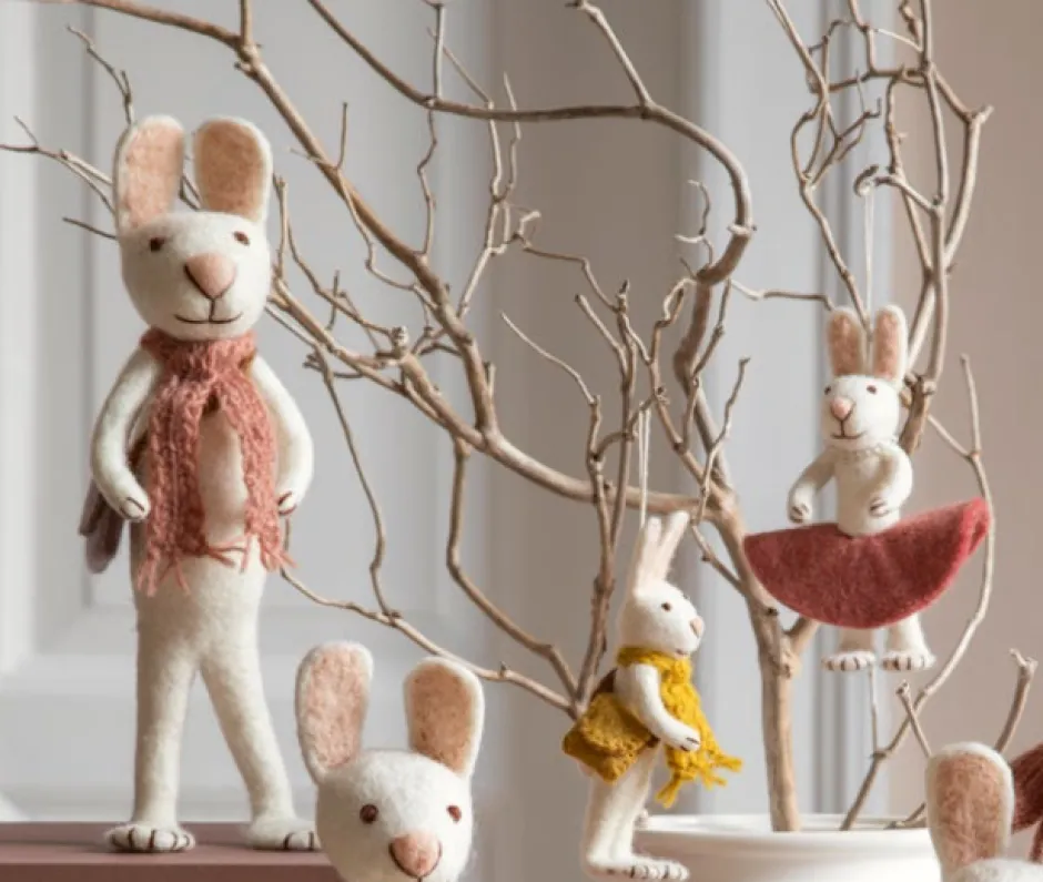 Cottontails Baby Felt Bunnies|Soft Toy Bunnies*En Gry & Sif little white hare - scarf & bag
