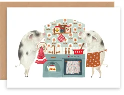 Cottontails Baby Cards|Little Kitchen*Greeting Card - Kitchen Piggies