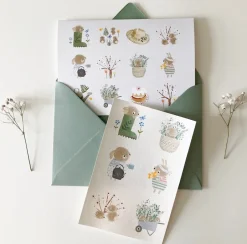 Cottontails Baby Stickers & Stationery|Cards*Handmade Card & Stickers - Spring Bunnies
