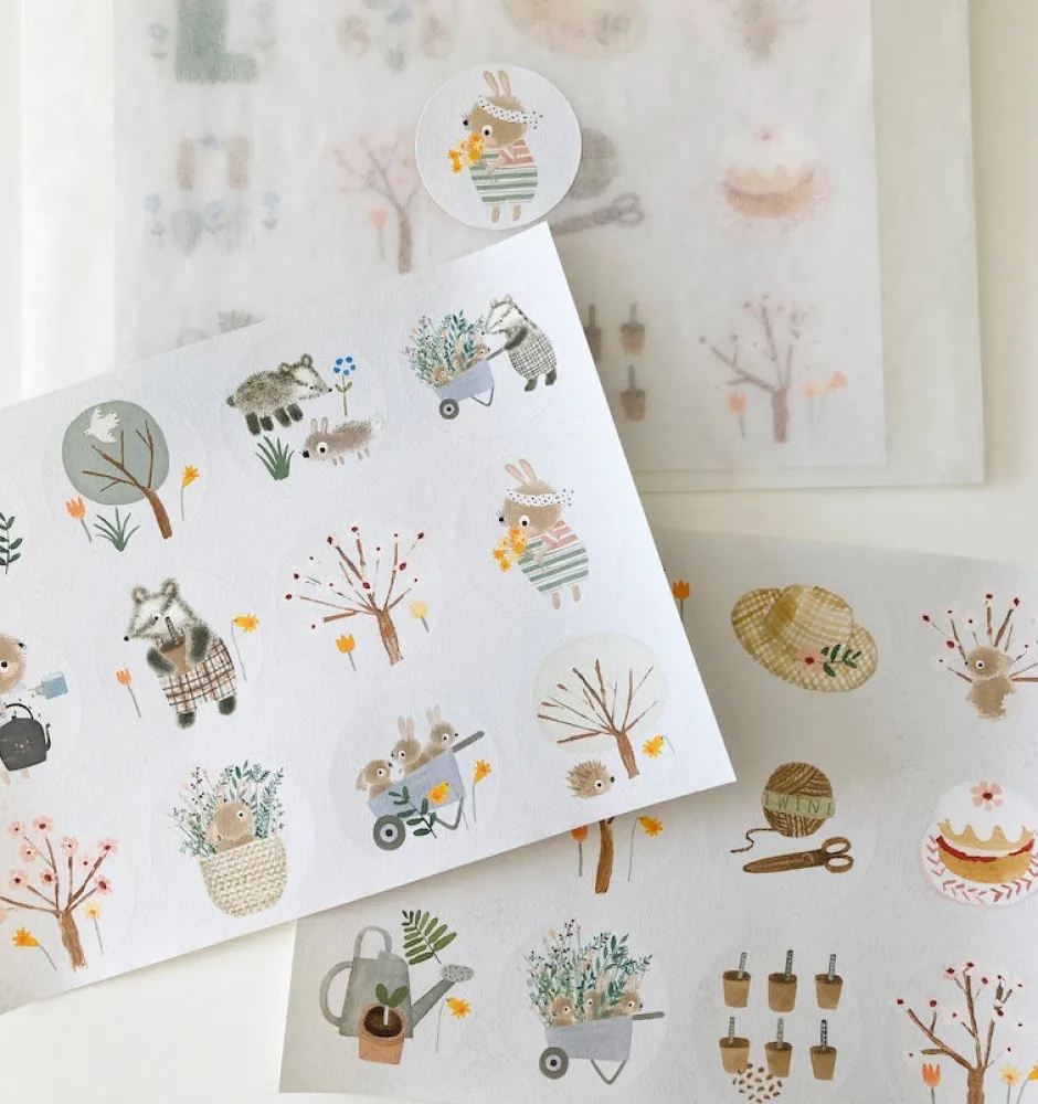 Cottontails Baby Stickers & Stationery|Craft & Stickers*Handmade Paper Stickers - Spring