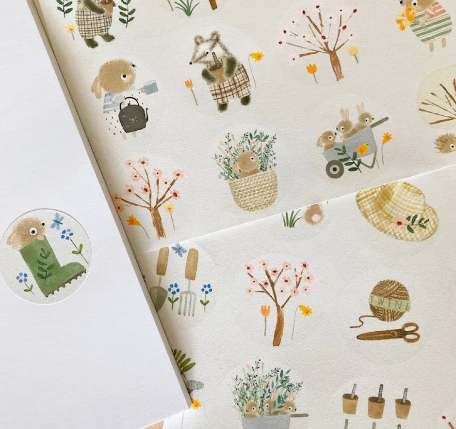 Cottontails Baby Stickers & Stationery|Craft & Stickers*Handmade Paper Stickers - Spring