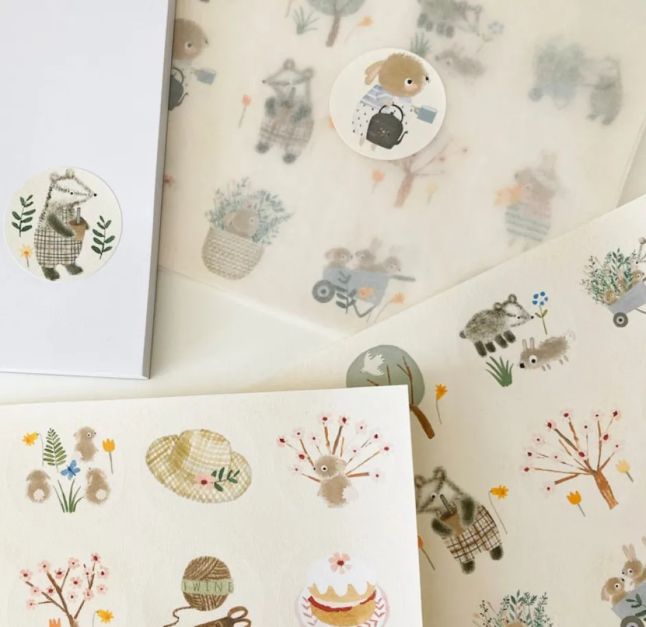 Cottontails Baby Stickers & Stationery|Craft & Stickers*Handmade Paper Stickers - Spring