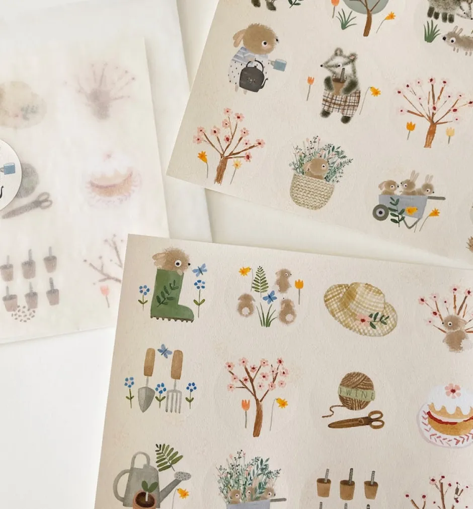 Cottontails Baby Stickers & Stationery|Craft & Stickers*Handmade Paper Stickers - Spring