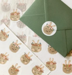 Cottontails Baby Stickers & Stationery|Craft & Stickers*Handmade Paper Stickers - Bunny Heads