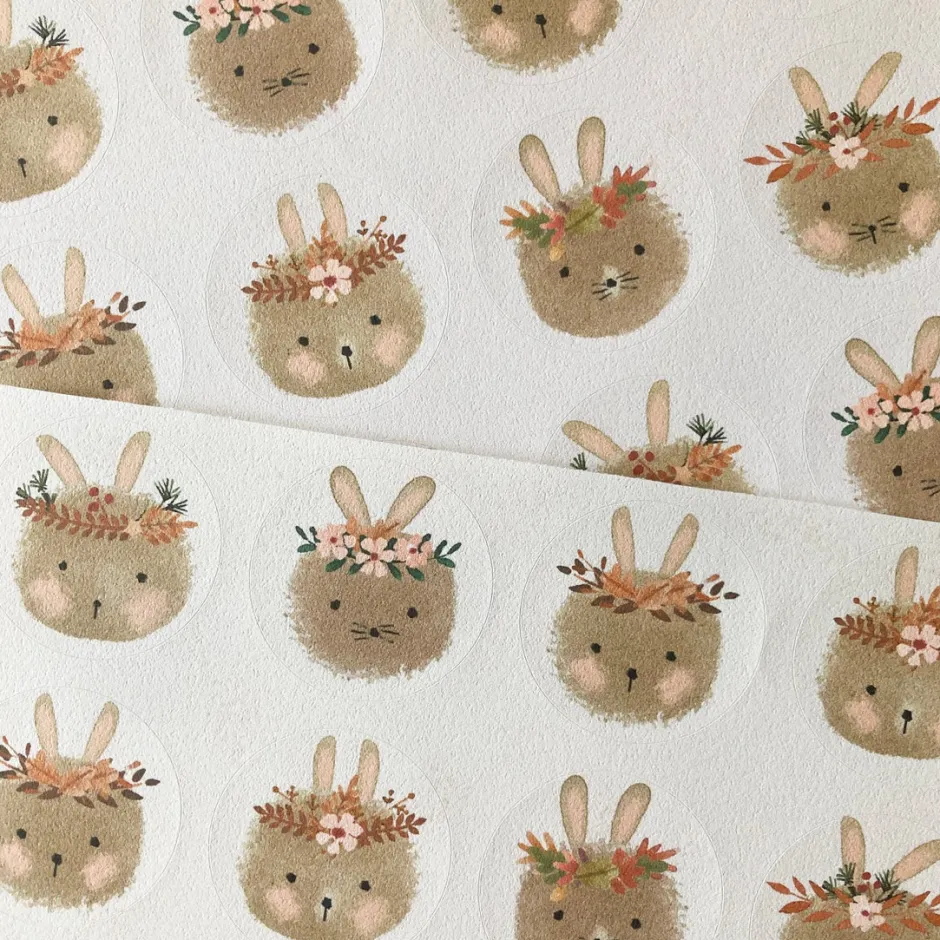 Cottontails Baby Stickers & Stationery|Craft & Stickers*Handmade Paper Stickers - Bunny Heads
