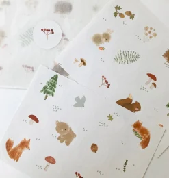 Cottontails Baby Stickers & Stationery|Craft & Stickers*Handmade Paper stickers - White Woodland