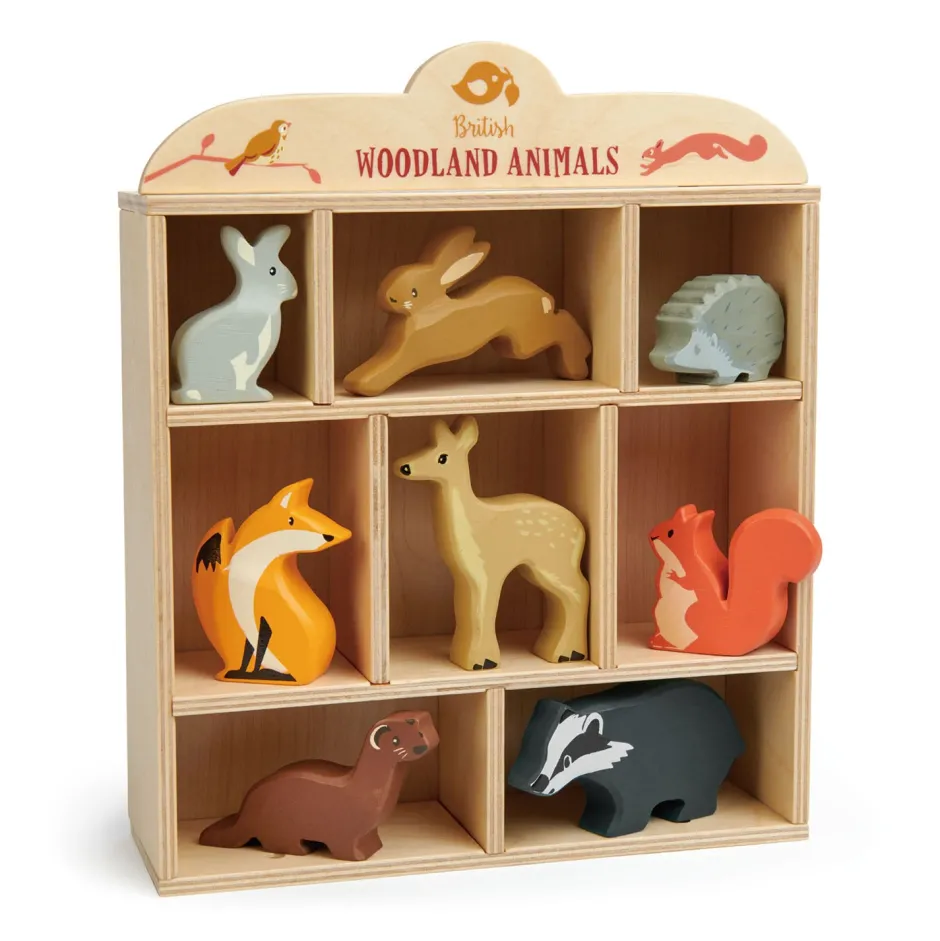 Cottontails Baby Wooden Toys*Little wooden woodland animal collection - 8 animals and shelf