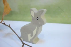 Cottontails Baby Wooden Bunnies|Wooden Toys*Little wooden woodland animal - grey rabbit