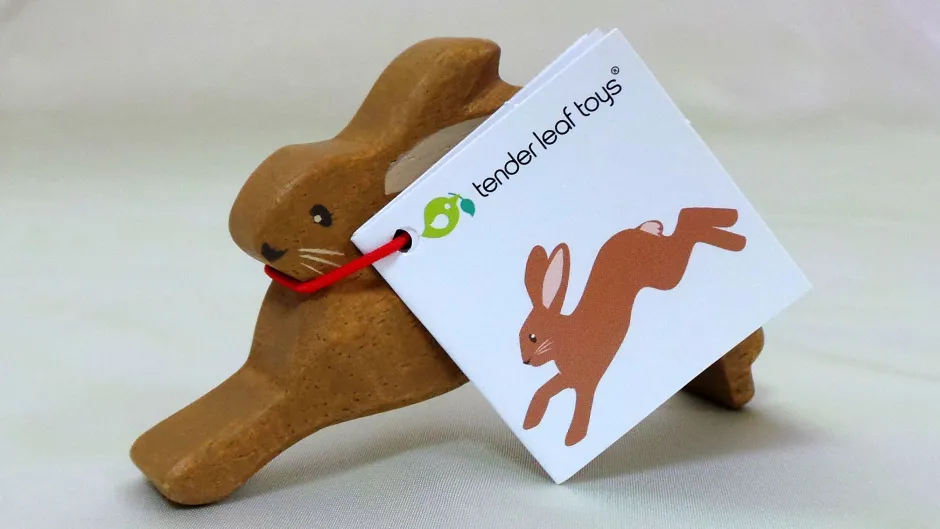 Cottontails Baby Wooden Bunnies|Wooden Toys*Little wooden woodland animal - leaping hare