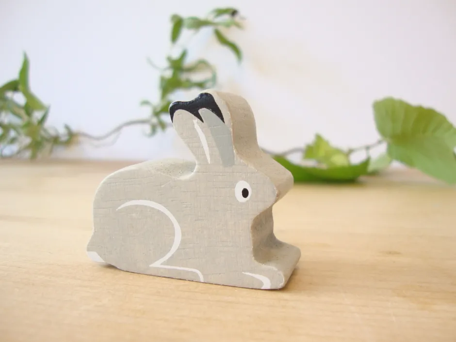 Cottontails Baby Wooden Bunnies|Wooden Toys*Little wooden woodland animal - snow hare