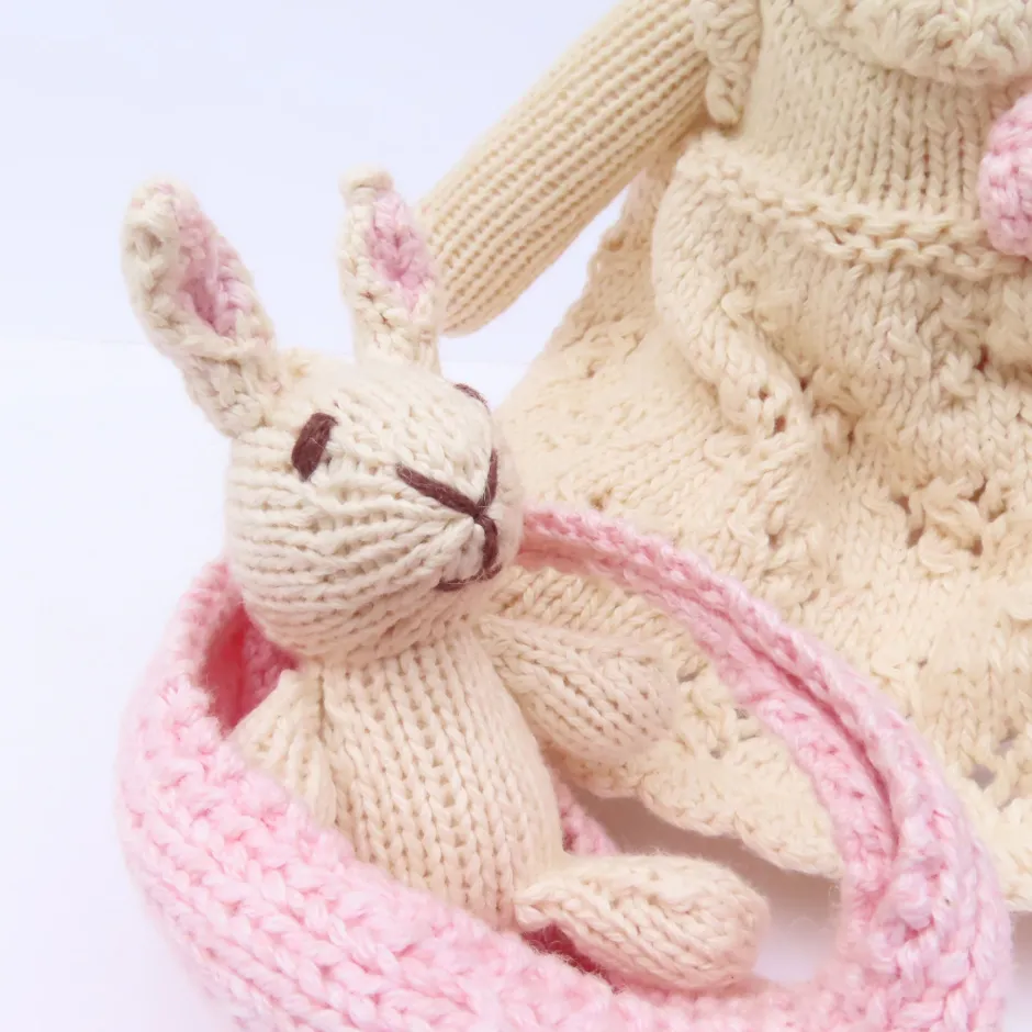 Cottontails Baby Soft Toy Bunnies*Mother Rabbit and Baby - hand knitted organic cotton
