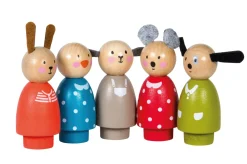 Cottontails Baby Wooden Toys*Moulin Roty Grand Family wooden peg animals