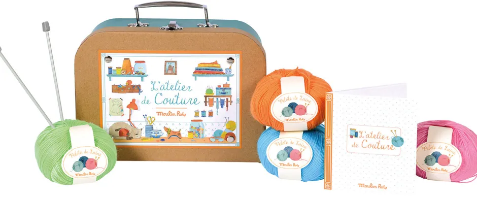 Cottontails Baby Craft & Stickers*Moulin Roty sewing & knitting suitcase