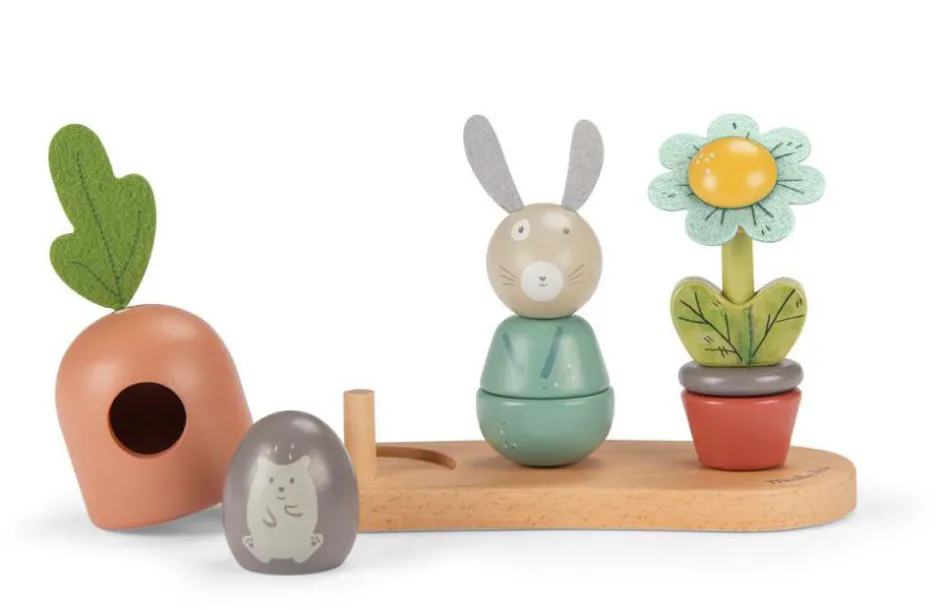 Cottontails Baby Wooden Bunnies|Wooden Toys*Moulin Roty Three Rabbits Wooden Stacking Toy