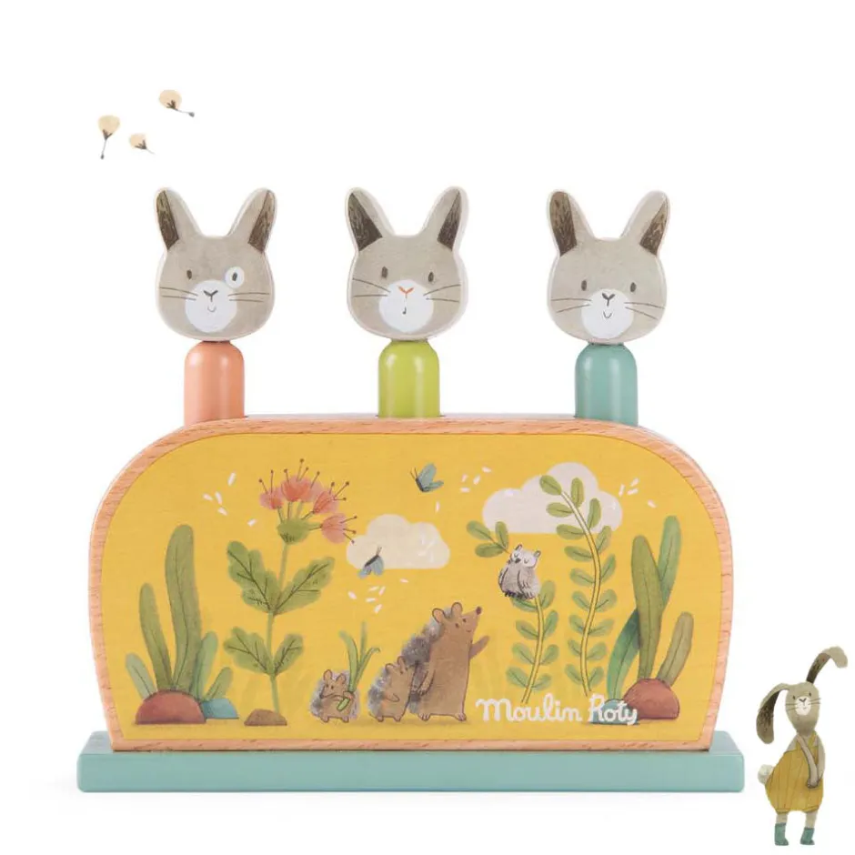 Cottontails Baby Wooden Bunnies|Wooden Toys*Moulin Roty Three Rabbits Wooden Pop-up Toy