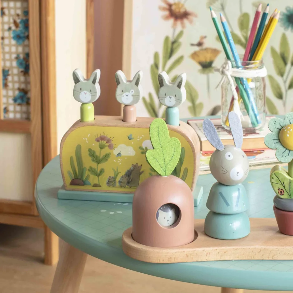 Cottontails Baby Wooden Bunnies|Wooden Toys*Moulin Roty Three Rabbits Wooden Pop-up Toy