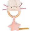 Cottontails Baby Comforters & Rattles*Moulin Roty wooden ring rattle - pink & cream mouse