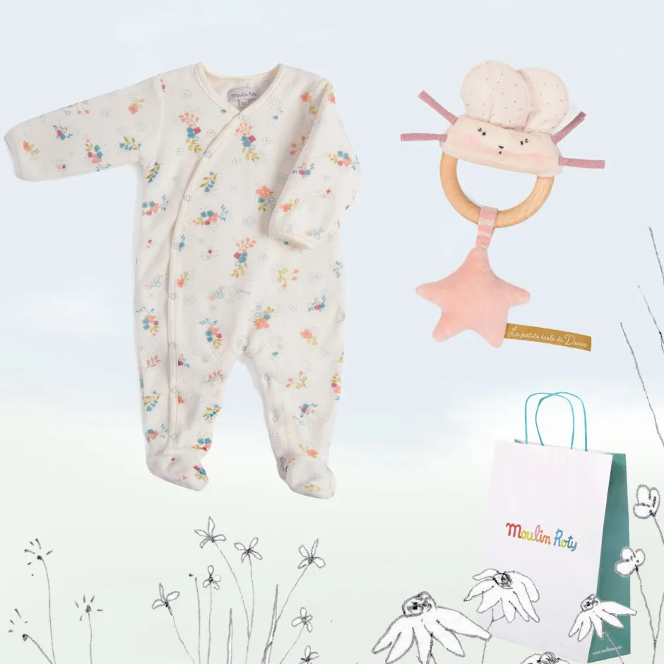 Cottontails Baby Handpicked Gift Sets|Clothing & Nursery*New Baby Gift Set - pretty sleep suit & mouse rattle