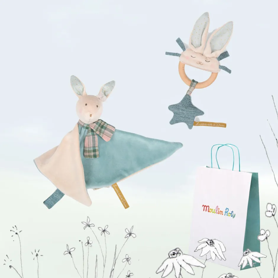 Cottontails Baby Bunnies For Babies|Handpicked Gift Sets*New Baby Gift Set - two blue bunnies