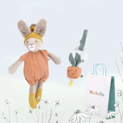 Cottontails Baby Bunnies For Babies|Handpicked Gift Sets*New Baby Gift-wrapped Set - Clay bunny & radish