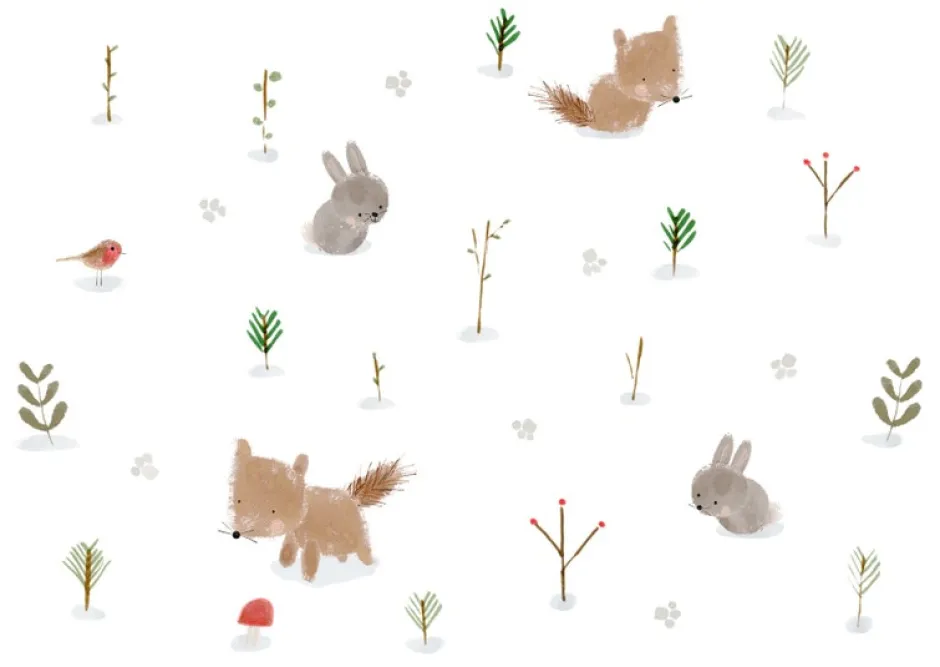 Cottontails Baby Cards|Bunny Cards & Stationery*Postcard & Envelope - Fox & Bunny Woodland