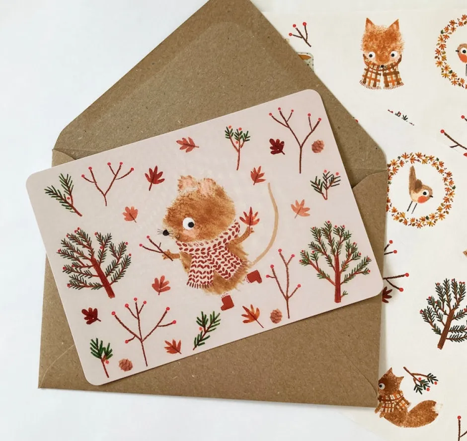Cottontails Baby Cards*Postcard & Envelope - Harvest Mouse