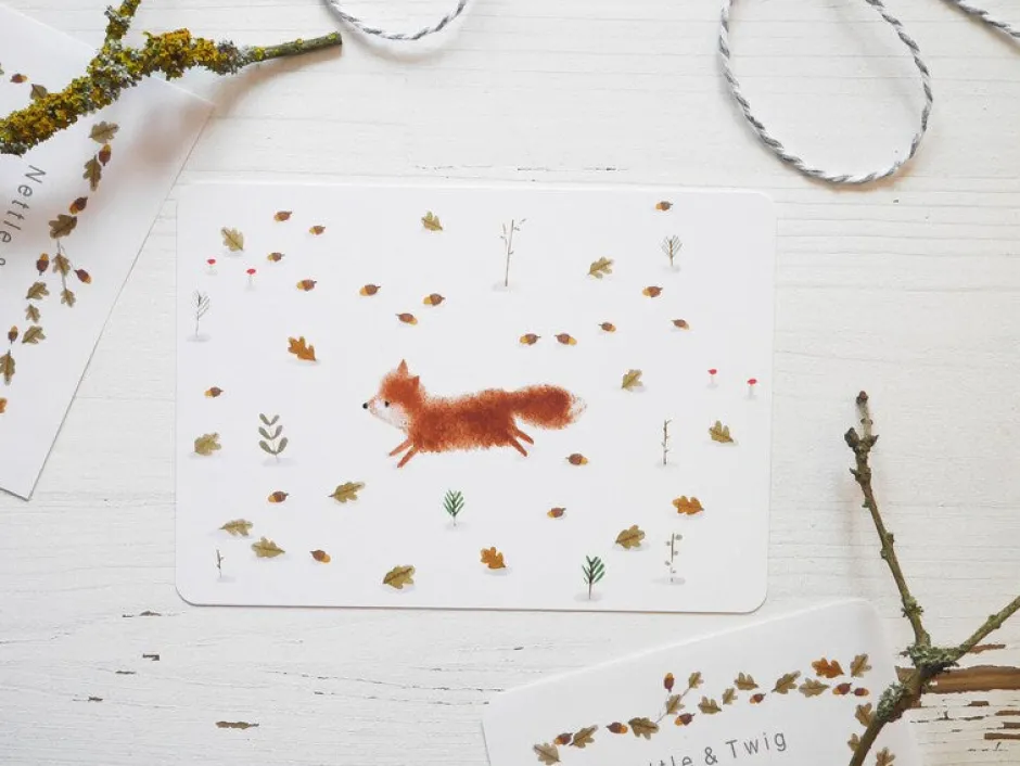 Cottontails Baby Cards*Postcard & Envelope - Jumping Fox