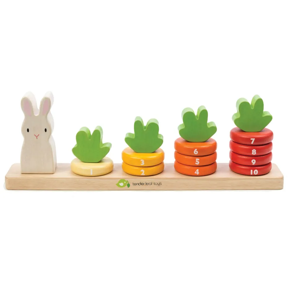 Cottontails Baby Wooden Bunnies|Wooden Toys*Tender Leaf Wooden Toy - Counting Carrots