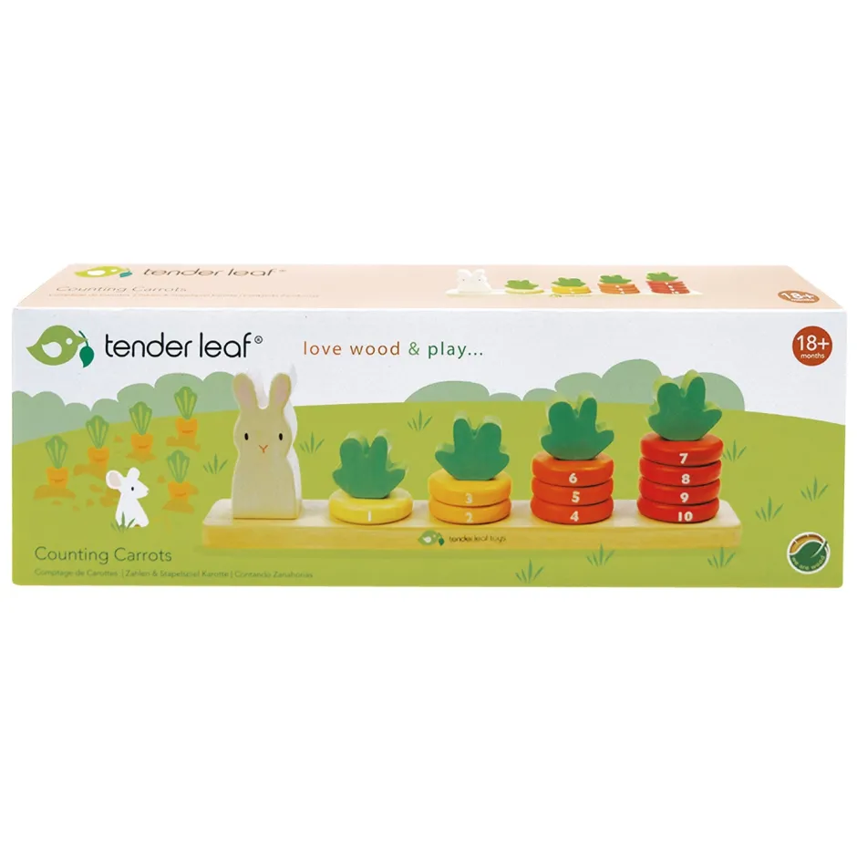 Cottontails Baby Wooden Bunnies|Wooden Toys*Tender Leaf Wooden Toy - Counting Carrots