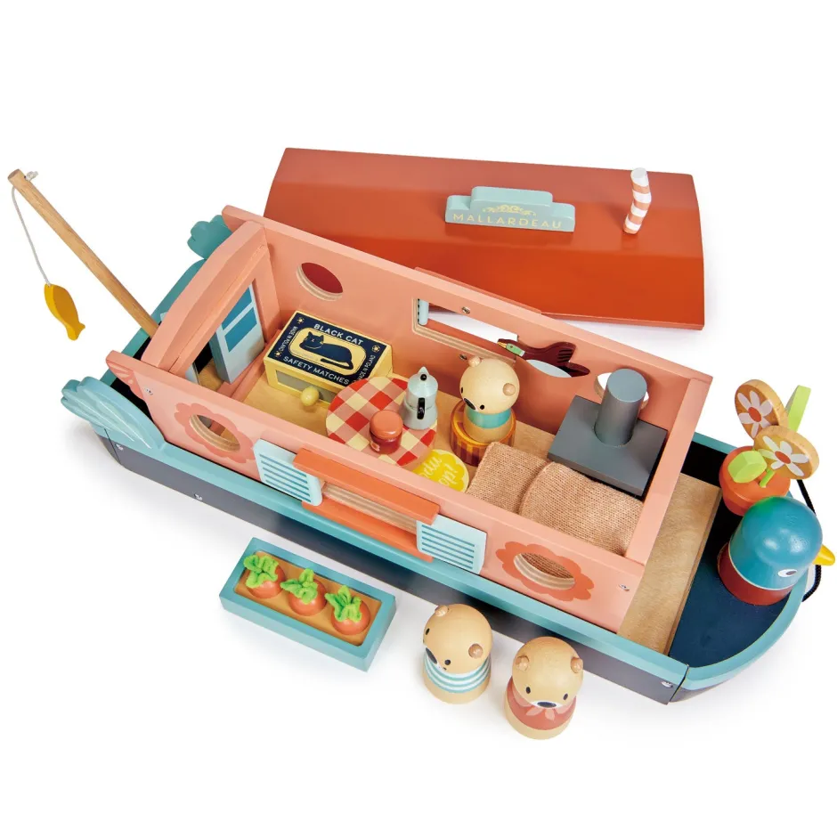 Cottontails Baby Wooden Toys*Wooden Canal Boat Otters